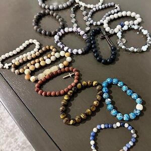 Elegant Beaded Stretch Bracelet Set of 16